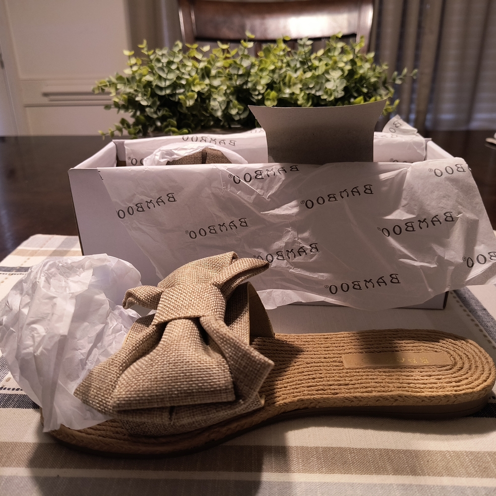 BAMBOO Tan Bow Sandals